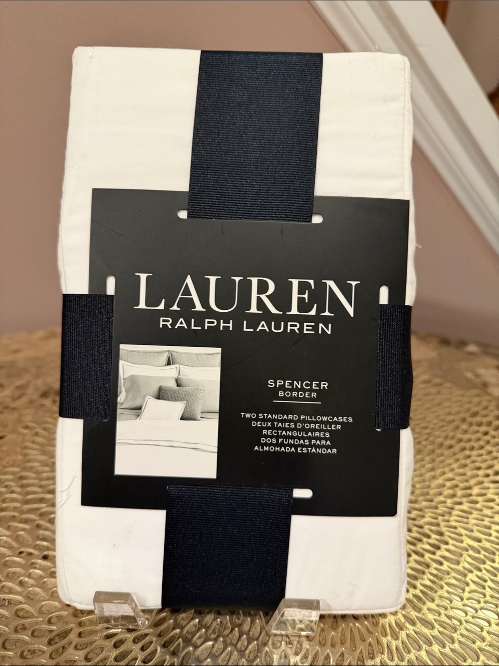 Lauren Ralph Lauren White Pillowcases with Blue Border, Set of 2 Standard